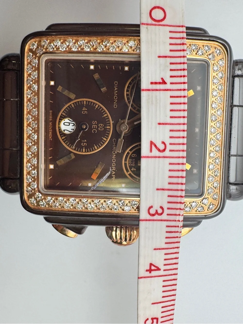 Rare!! Michele Deco Brown Madison Diamond ceramic watch